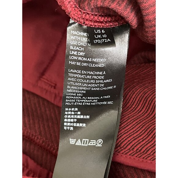 Anthropologie The Essential Trouser Red Black Textured Stripe Bootcut Pockets 6 - Picture 10 of 11